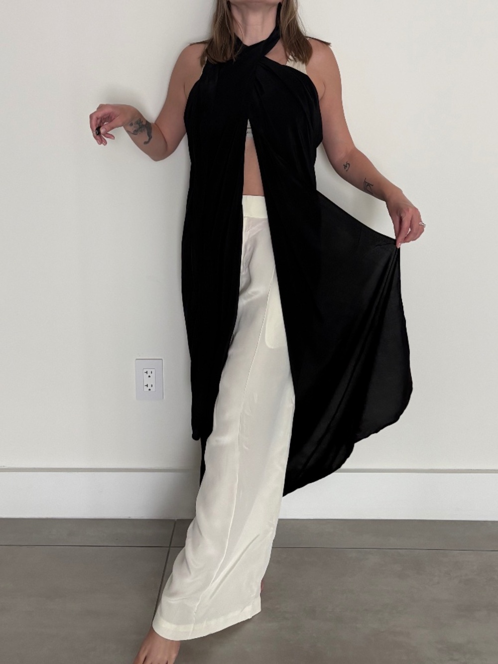 COS Black Oversized Viscose Convertible Wrap Pareo One Size